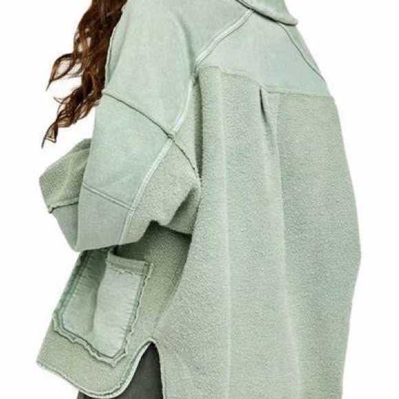 Free People Jordan Slouchy Jacket in washed military green. - Picture 3 of 13